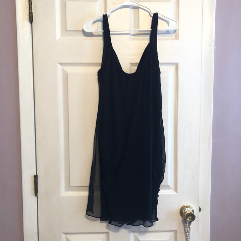 🔥 Ella Moss natural silk overlay black strap Mini Dress sz L NWT - Picture 2 of 5